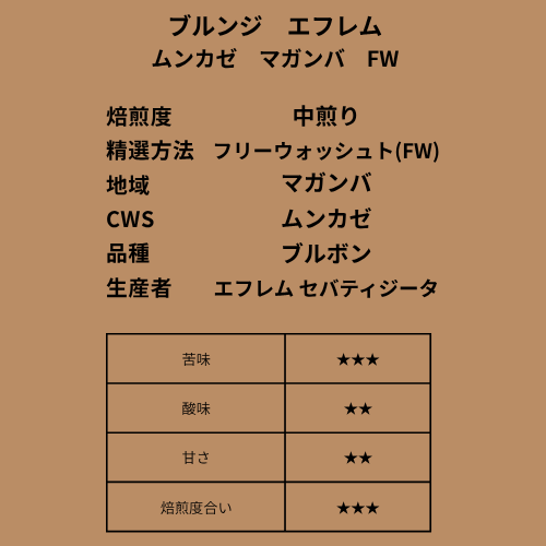 【新商品】ブルンジ ウォッシュト